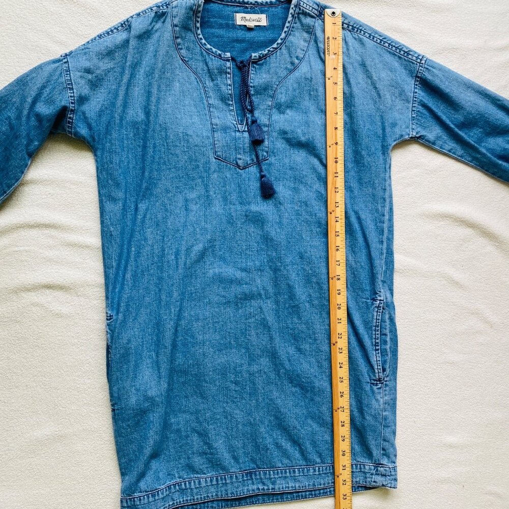 Madewell Dress Womens XS Shift Denim Artiste Mini Tunic Pockets Comfort Boho - Picture 4 of 9